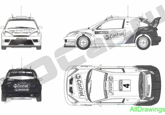 Ford Focus RS WRC - drawings (figures) of the car